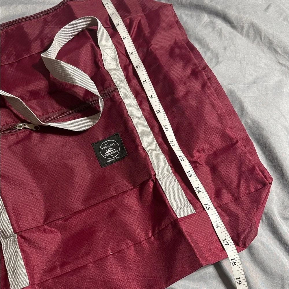 Burgundy Tote Bag with Gray Straps